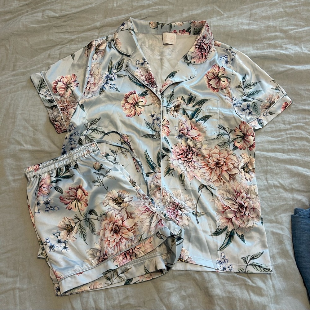 Floral Satin Pajama Matching Set